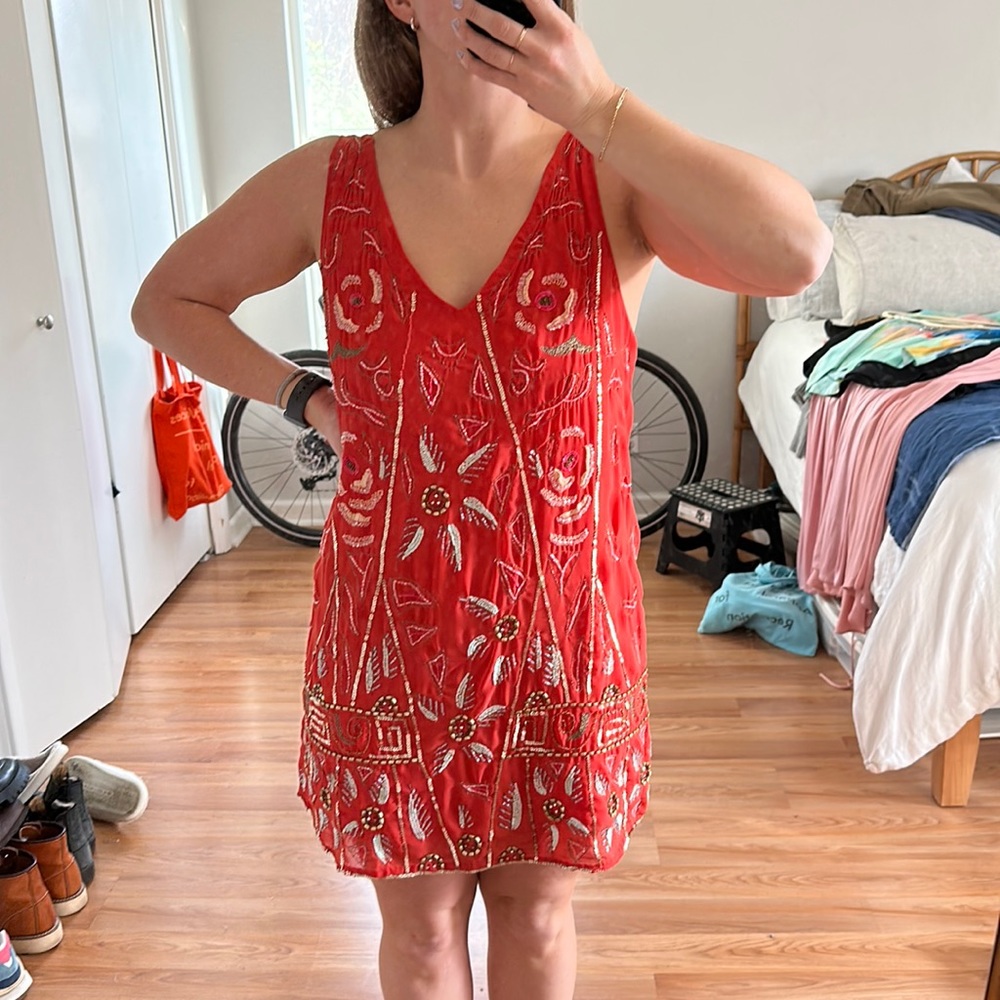 Free People Embroidered Sequin Dress